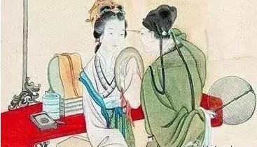 An ancient Chinese husband is putting makeup on his wife