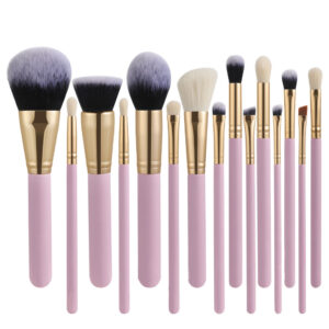 10pc pink vegetarian makeup brush kit 3