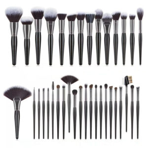 40pc black natural makeup brush set2