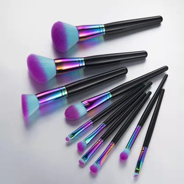 10pc electroplating ferrule makeup brush kit 3