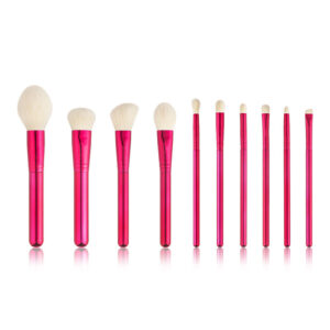 10pc red vegan makeup brush kit