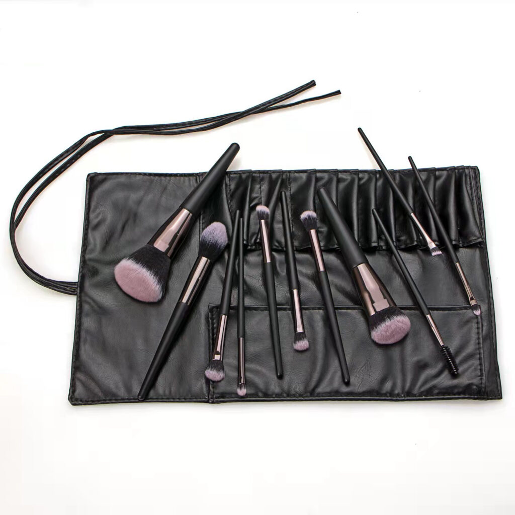 11pc Black Vegan Conical Makeup Brush Kit2