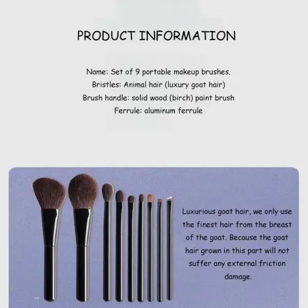 Luxury 9pcs Natural Makeup Brush Kit 2