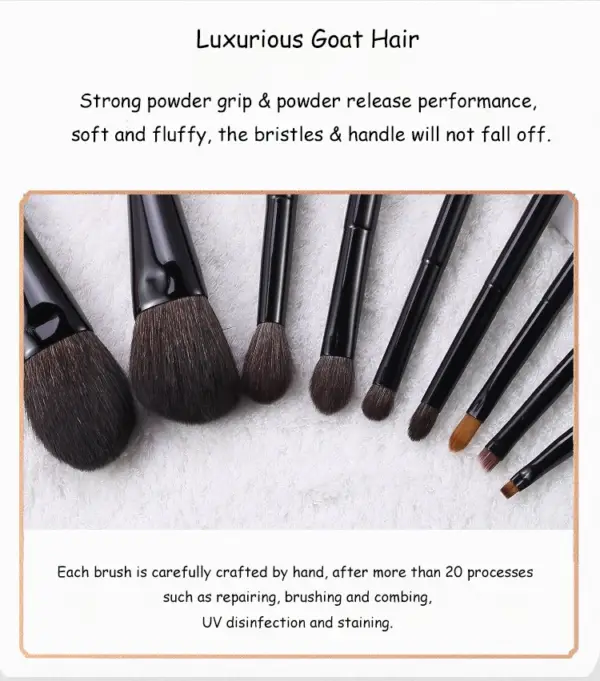 Luxury 9pcs Natural Makeup Brush Kit 4