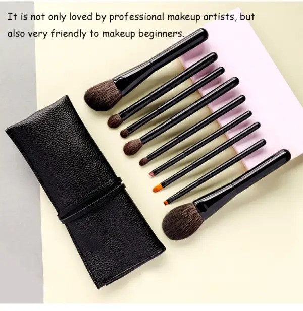 Luxury 9pcs Natural Makeup Brush Kit 6