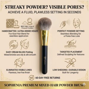 Powder brush with snow fox hair mixed with goat hair