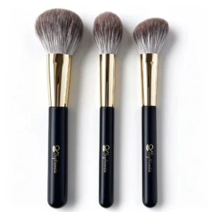 Three-piece face brush set shown upright