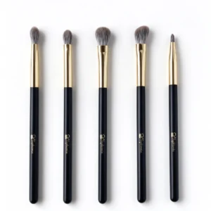 Five-piece essential eye brush set shown upright