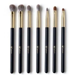 Seven-piece complete eye brush set shown upright