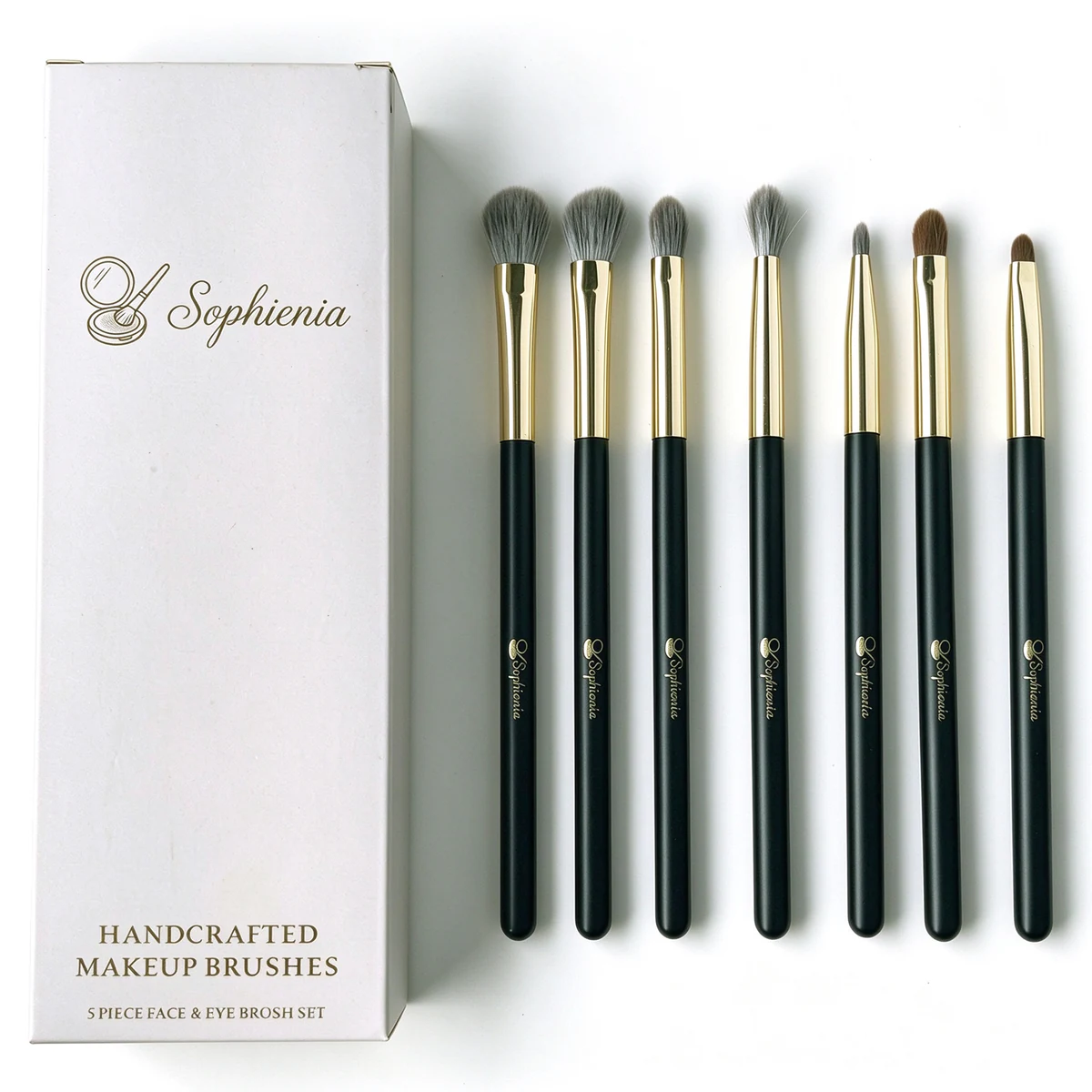 Seven-piece eye brush set with presentation box